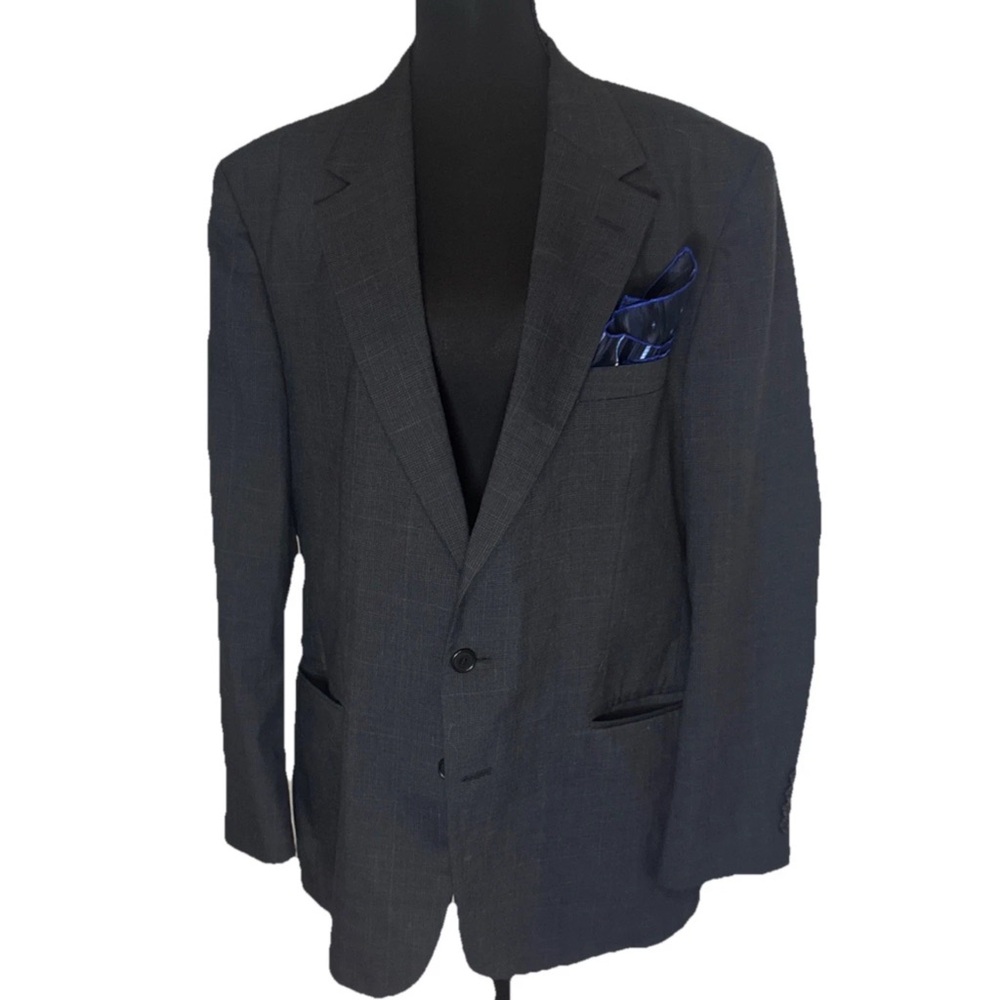 VTG Hill & Archer Jacket Mens 42 Blue Plaid 2-Button Blazer Sport